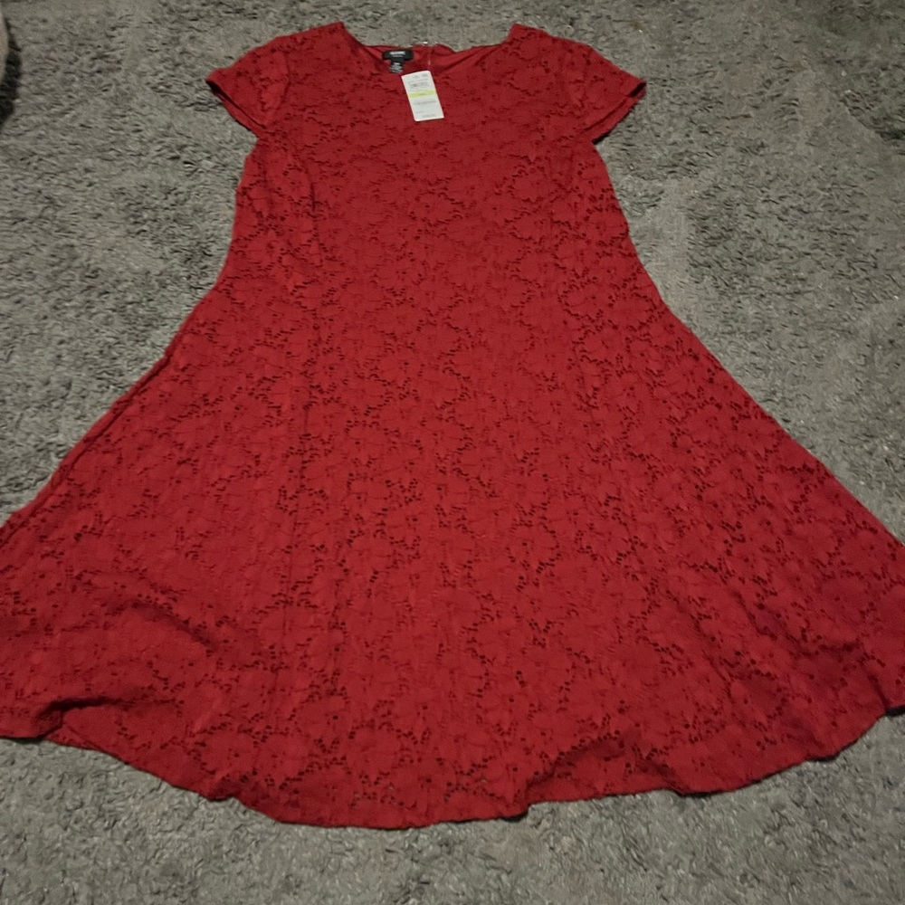 NWT ALFANI Red Lace Short Sleeve A-Line‎ Dress Size 18w